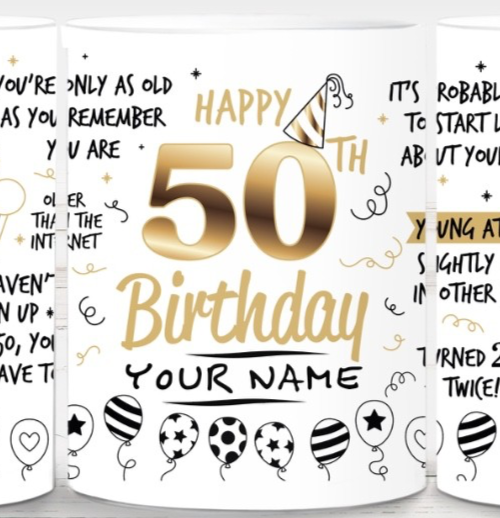 50th 2 50th Birthday Mug – Funny 50th Birthday Gift with Humorous Quotes – Personalised Fiftieth Birthday Mug
