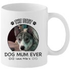 Personalised dog mum or dog dad mug with custom dog photo and pet name